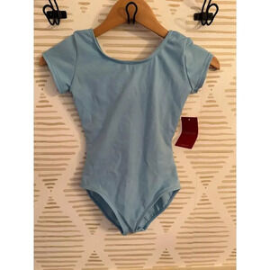 Capezio Light Blue Dance Leotards (2) plus Wrap Skirt Bundle